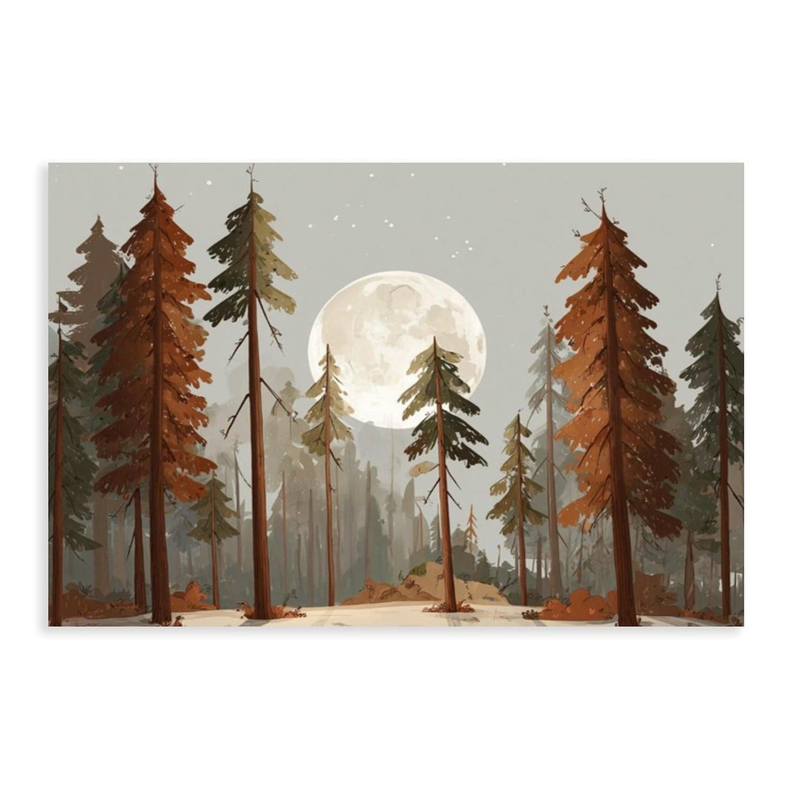 Bareronor Moon Woodland Canvas Poster for Dorm Room Decor Gift