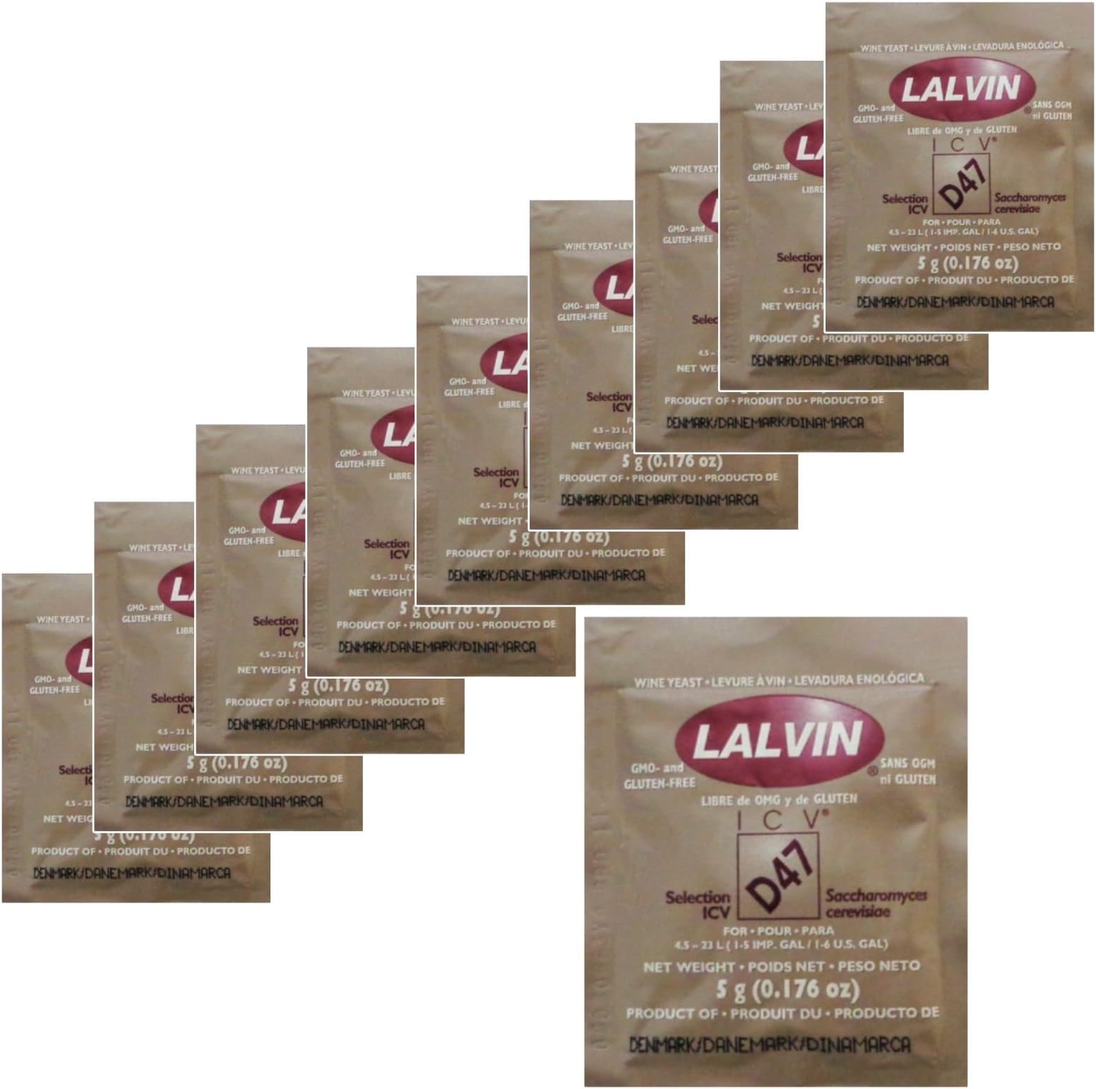 10x Lalvin D47 Yeast White and Blush Wines 5g Homebrew Wine Making 4.5L-23L