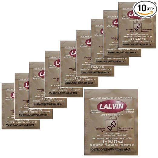 10x Lalvin D47 Yeast White and Blush Wines 5g Homebrew Wine Making 4.5L-23L