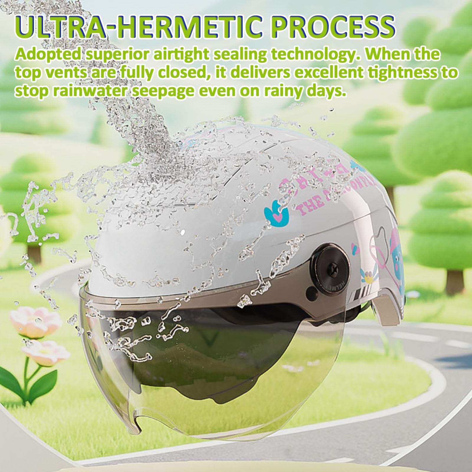 Casco Da Moto Per Bambini Dai 3 Ai 12 Anni, Per Maschietti E Femminucce, Simpatico Casco Da Scooter Con Visiera Parasole, Casco Da Moto Aperto Per Bambini Omologato ECE 22.06