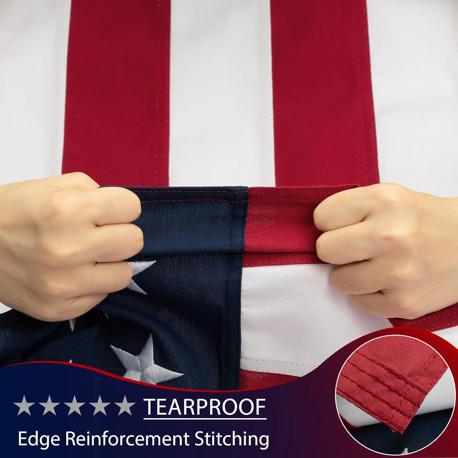 5x8 American Flags for Outside - US Flag 5x8 Heavy Duty Outdoor - Super Tough USA Flag with Tearproof & Fade Resistant Spun Polyester, Embroidered Stars, Sewn Stripes, Brass Grommets