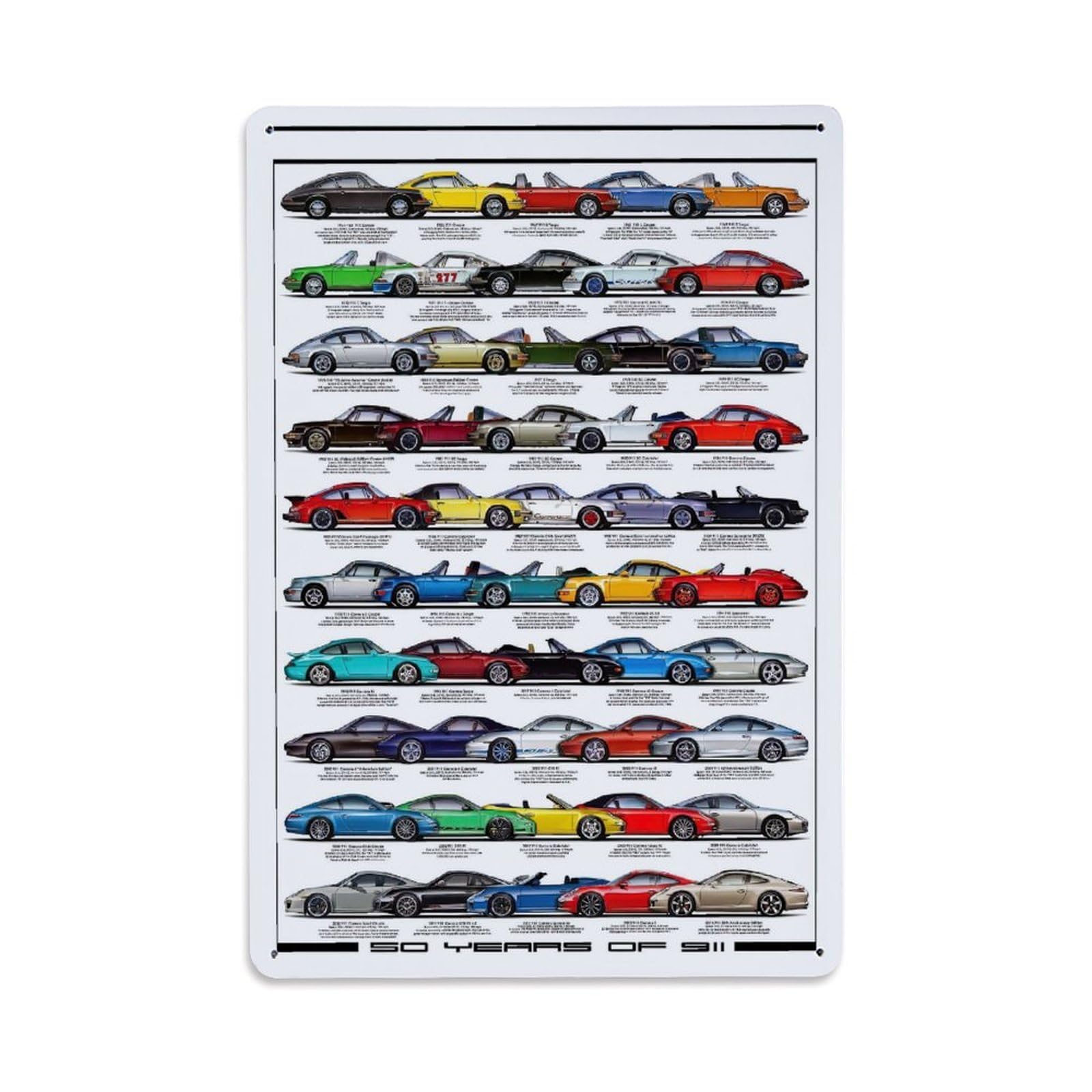 911 F-Model 930 G-Model 964 993 996 997 991 Supercar Classic Metal Tin Sign Plaque Wall Decor for Cafe, Man Cave, Club Bar, Office, Home Garden Round Metal Poster 8x12Inch