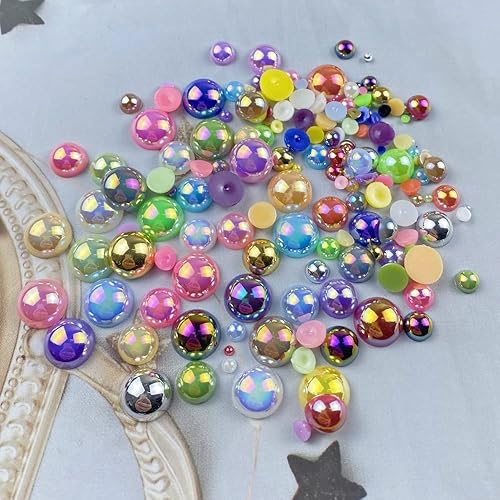 Miniatura 4 de 5700 cuentas de media perla con parte trasera plana para manualidades, 1 caja de 7 tamaños de 2345680.394 in, cuentas de perlas semicirculares para