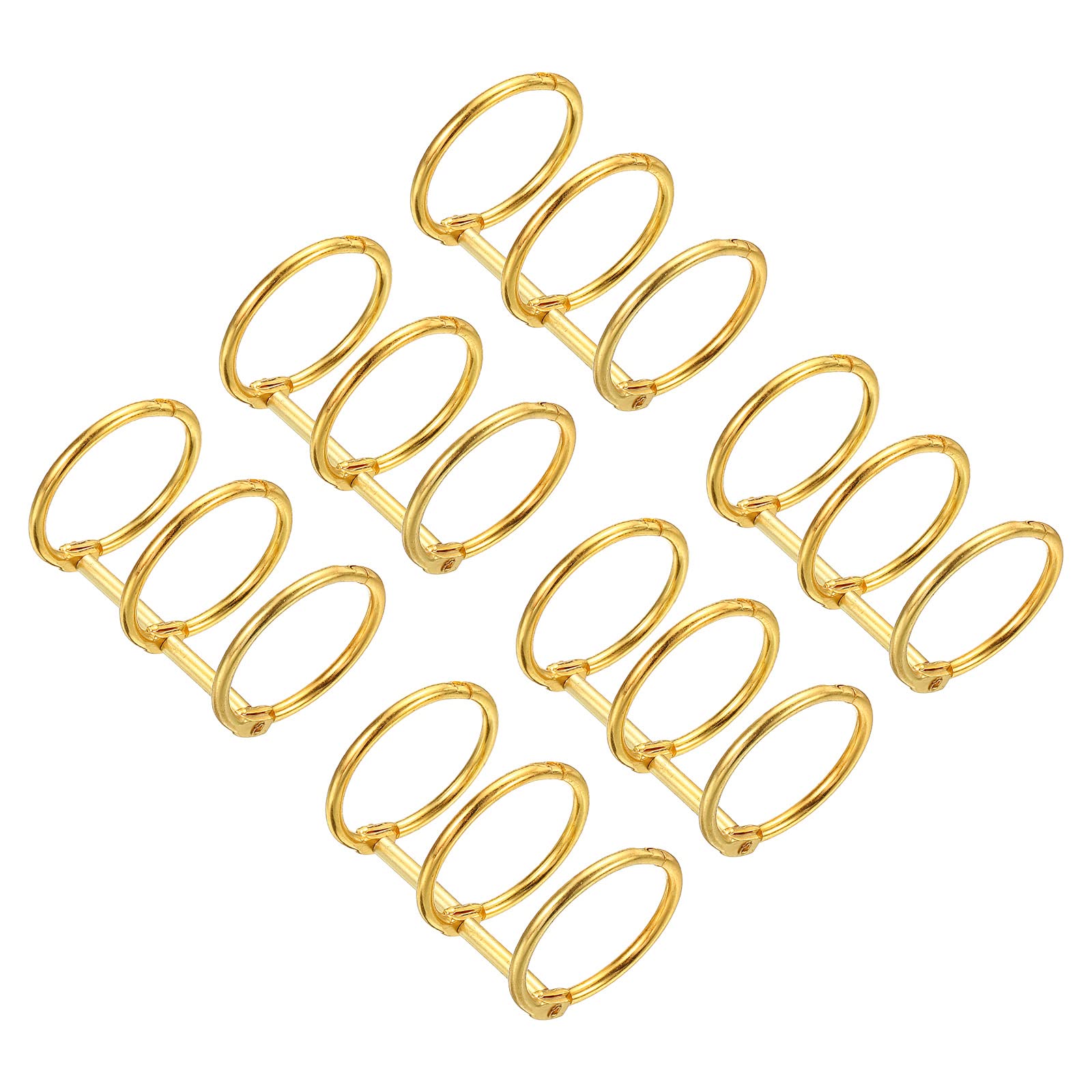 PATIKIL 1" Dia 3-Rings Book Rings, 6 Pack Metal Binder Rings Loose Leaf Ring Detachable for Office Desk Calendar Photo Album Gold Tone
