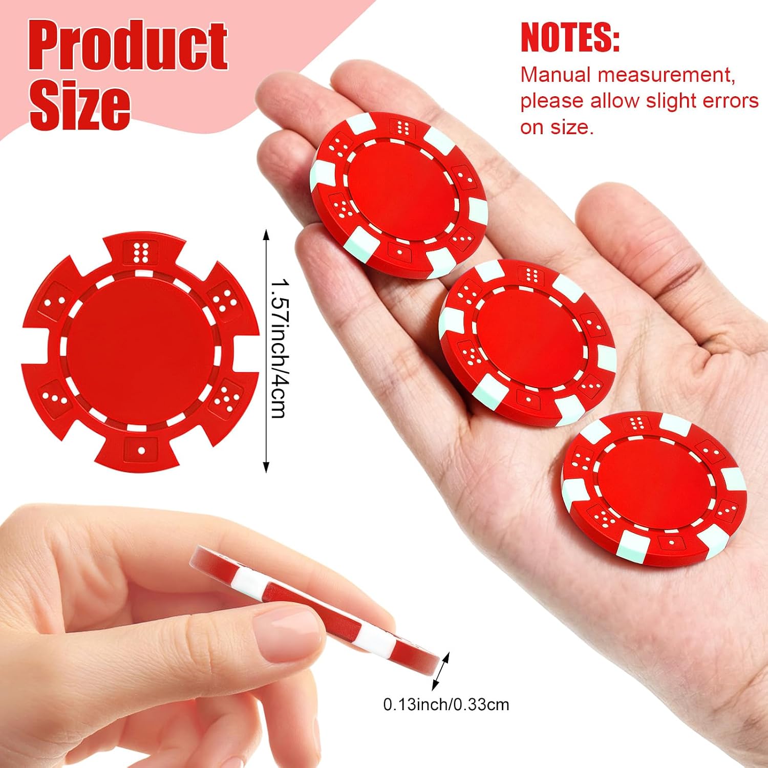 100 Pcs Poker Chips Bulk,1.37inch Blank Poker Chips for Custom Values,Ideal for Blackjack,Bingo,Card Night & Family Games image 2