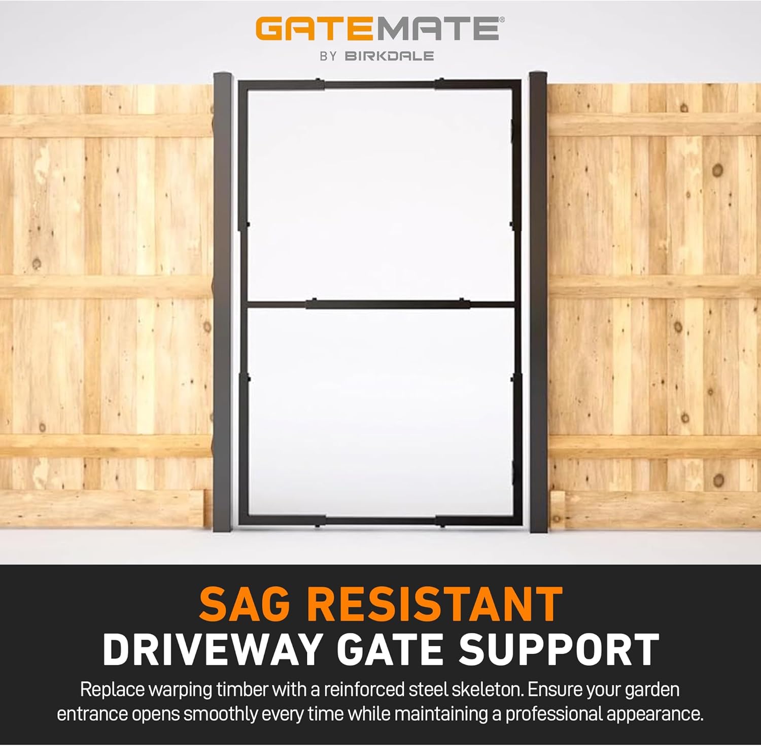 GateMate Adjustable Steel Gate Frame Kit – Black Heavy-Duty Powder-Coated Garden & Driveway Gate Frame, Fits 28–48" inch Width & 50–77" inch Height, Fixings Included