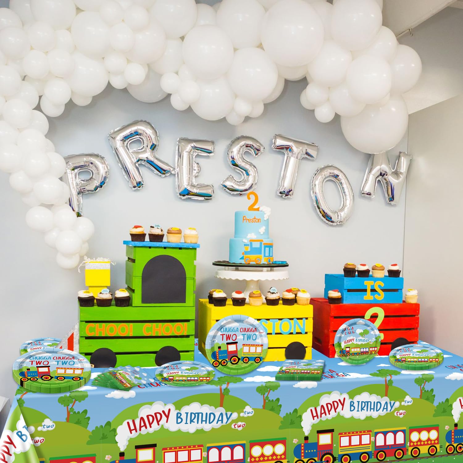 Décoration De Gâteau De 2e Anniversaire En Forme De Train Pour 2e Anniversaire, Chugga Chugga, 2 Décorations De Fête, Fournitures De Fête D' Anniversaire De 2 Ans, Décorations De 2e Anniversaire Pour