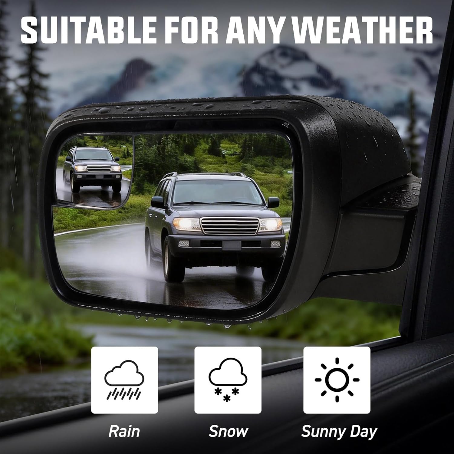 Left Driver Side Power Mirror Fit for Ford Explorer 2011-2019 Door View Mirror with Blind Spot Glass, Black Textured Direct Replacement (3 Pins)