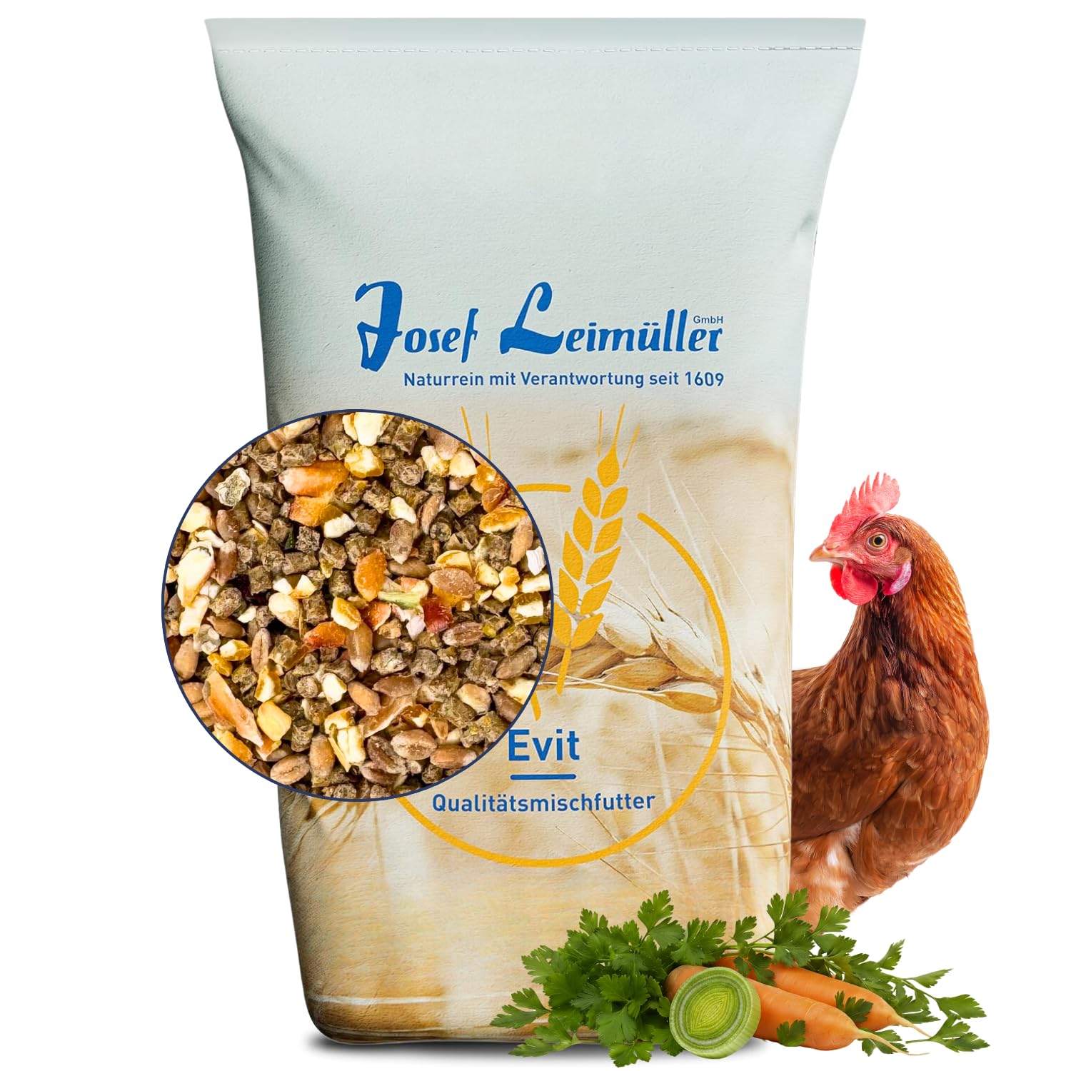 Leimüller Mangime Fitness per Galline Ovaiole 25 kg - Muesli con Origano & Grit di Conchiglie - Per Gusci Solidi & Vitalità - Premium Austria Senza OGM