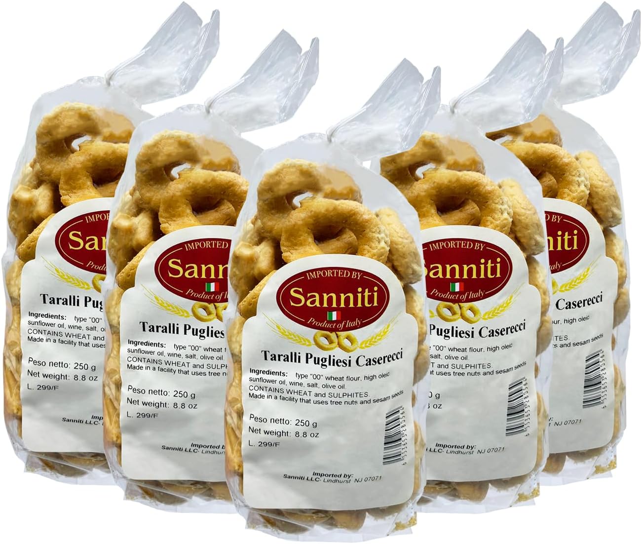 Italian Taralli Pugliese Caserecci Tradizionale, 8.8 oz (Pack 5)