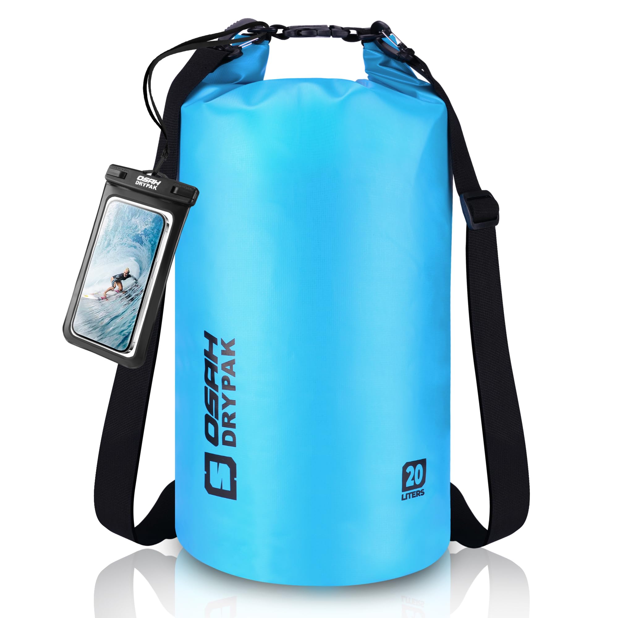 OSAH DRYPAK Dry Bag wasserdichte Tasche 5L/10L/20L/30L/40L Drybag Rucksack Wasserdicht Beutel mit Schultergurt und Wasserfester Handyhülle für Wassersport, Kajakfahren, Bootfahren, Camping
