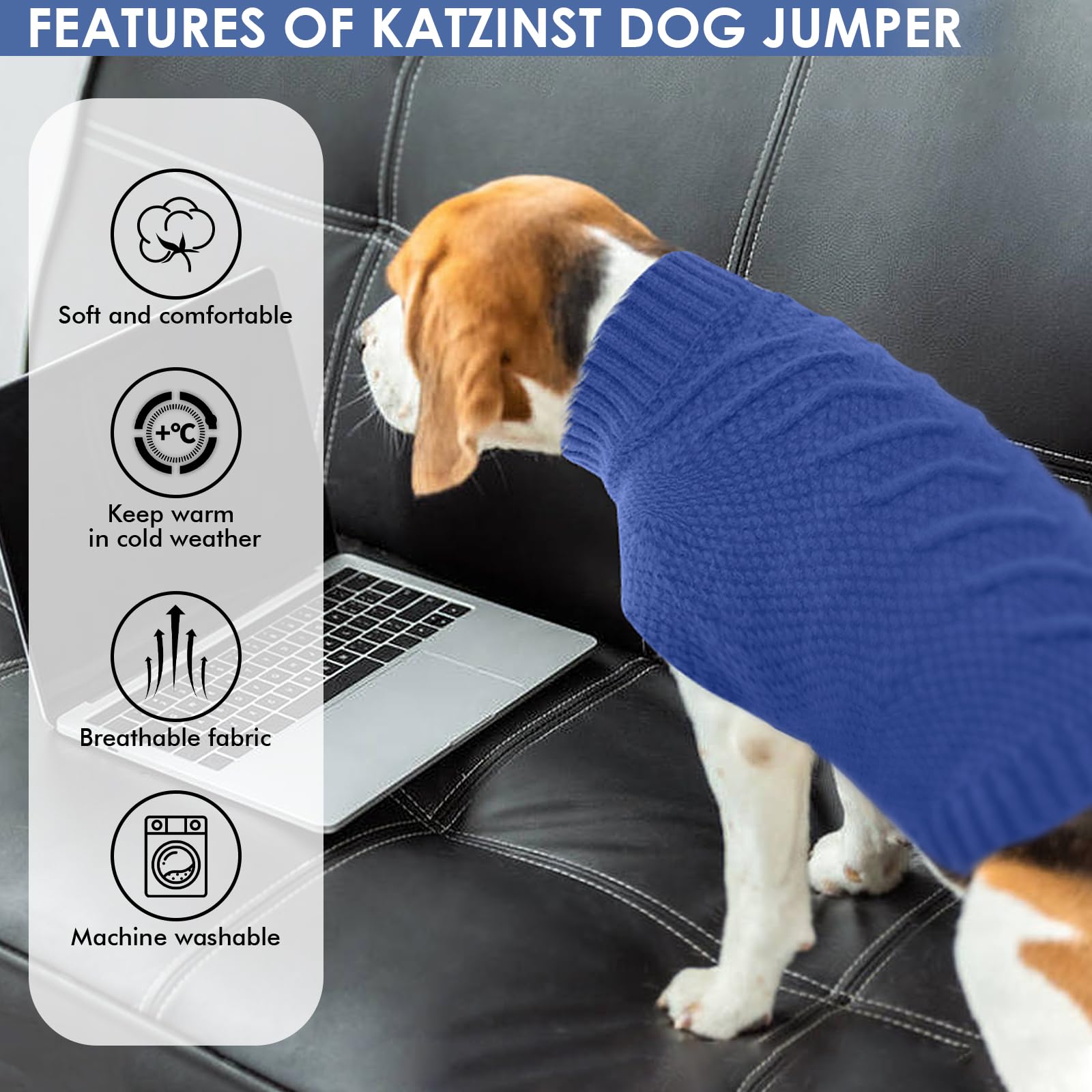 Katzinst Dog Jumper, Knitwear Dog Clothes,Warm Dog Sweater For Medium Large Dogs, Pullover Pet Coat for Cold Winter, Dog Warm Winter Clothes for Labrador, Golden Retriever, German Shepherd - 4XL - Image 4