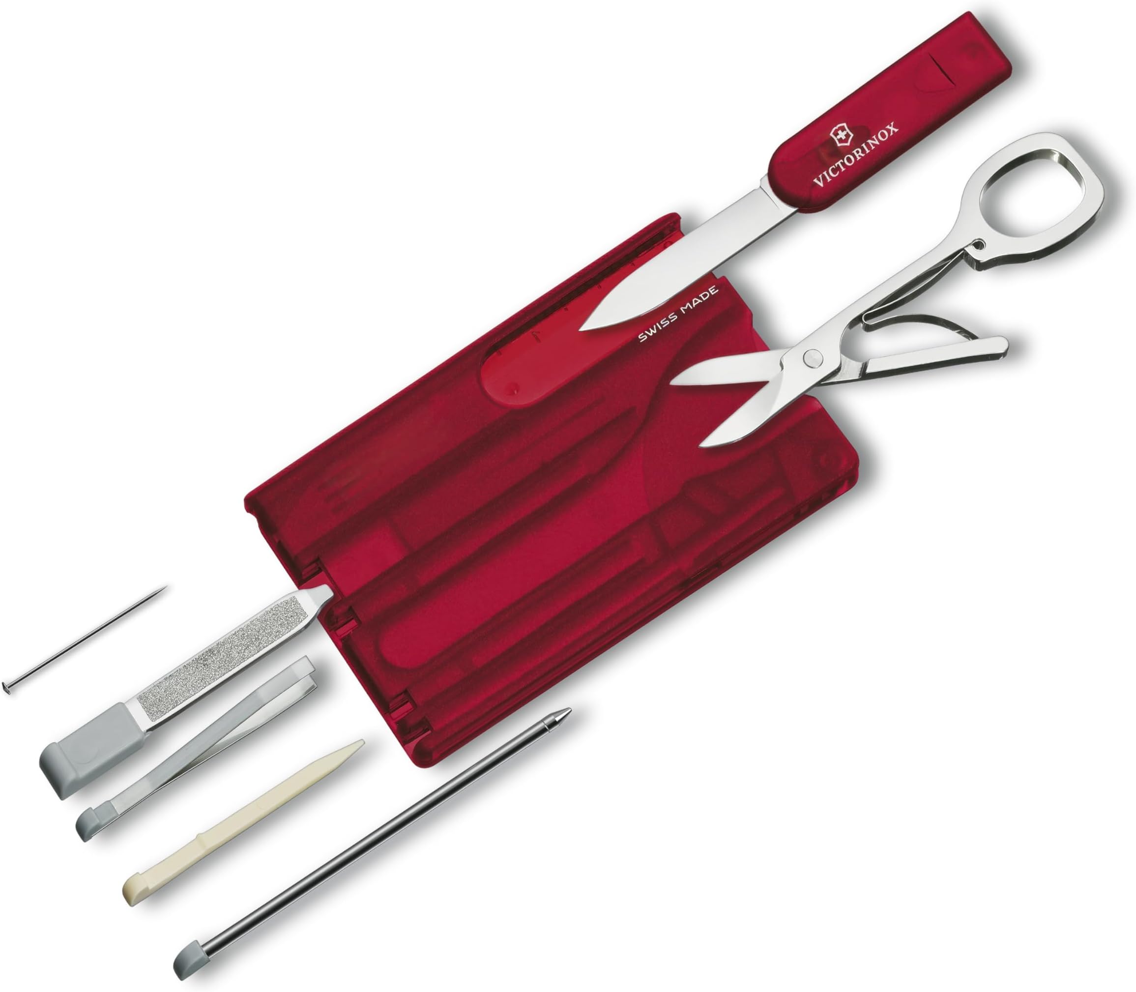 Victorinox Swiss Card Classic, All 3 Colors, Swiss Army Knife Multi-Function Stationery Scissors with Ballpoint Pen, Swiss-Made Multi-Tool with 10 Functions, Design Award-Winning, Compact, Small Size