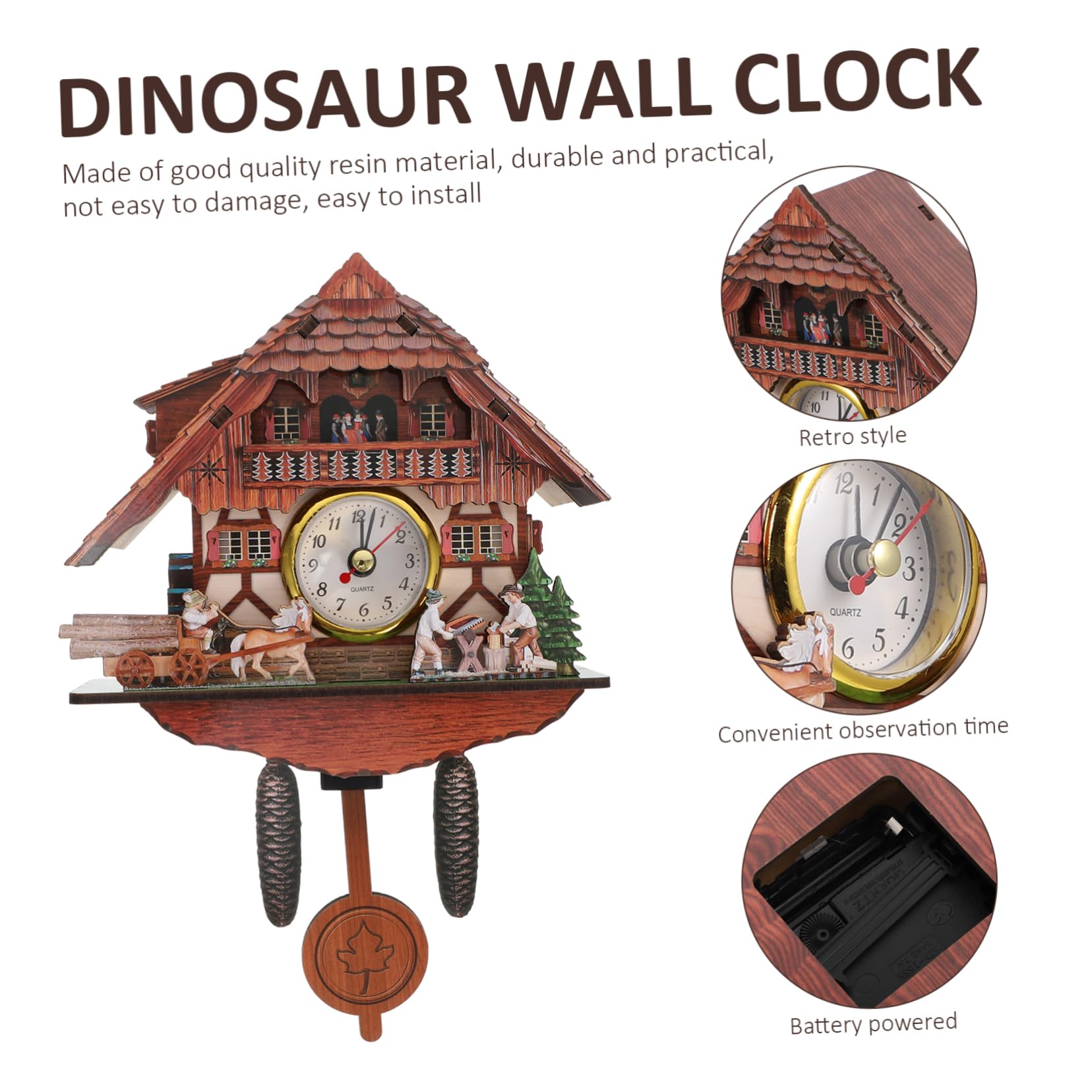 AOKWAWALIY Wall Electronic Calendar House Cat Modern Alarm Retro Home Decor Cuckoo Clocks Alarm Retro Hanging Grandfather Brown Wood