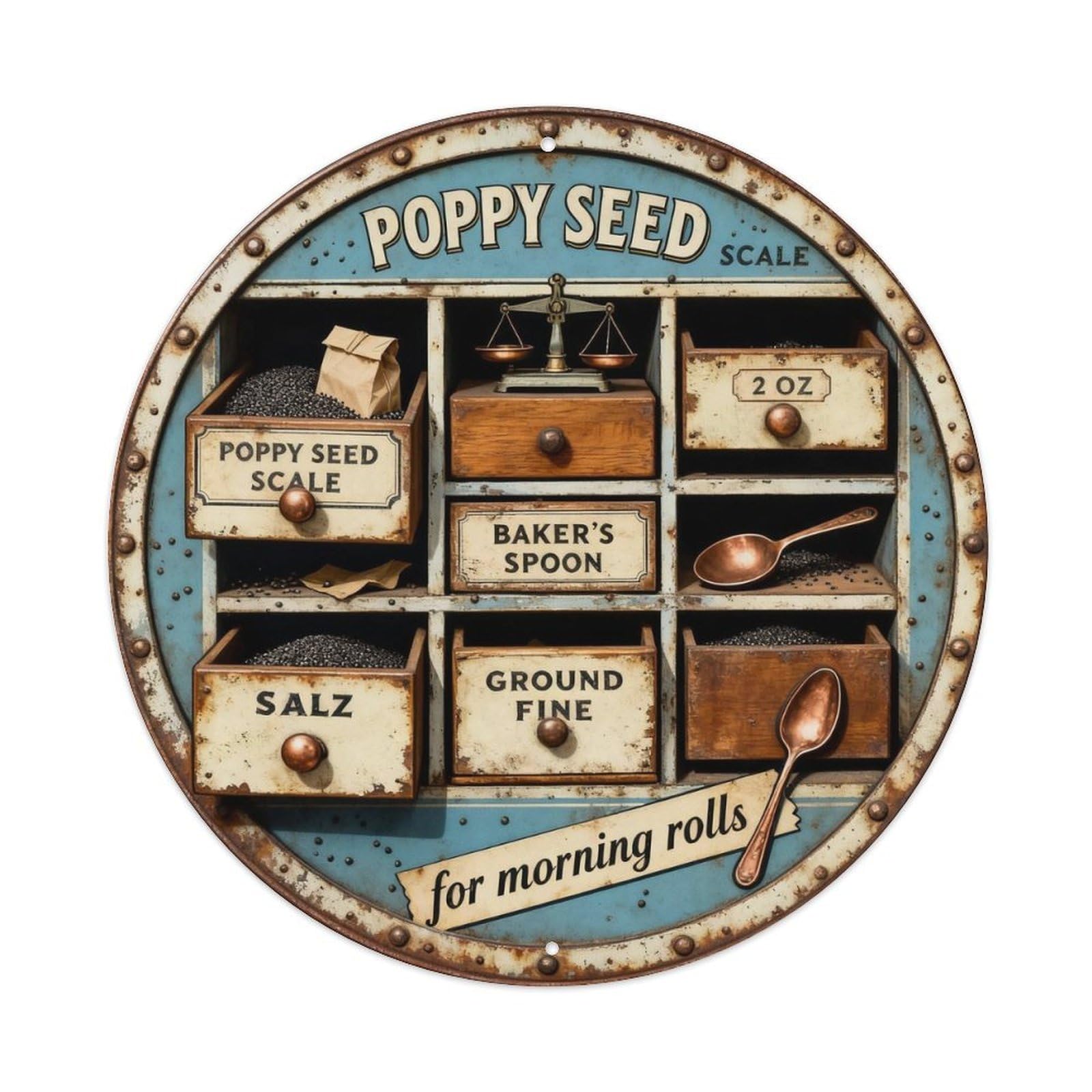 Poppy Seed Scale Sign Metal Tin Sign Plaque