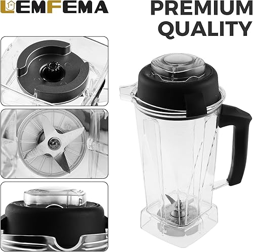 Miniatura 2 de Contenedor de licuadora, recipiente transparente de 64 onzas con tapa y cuchilla de repuesto, compatible con Vitamix - Container & C Series Blender