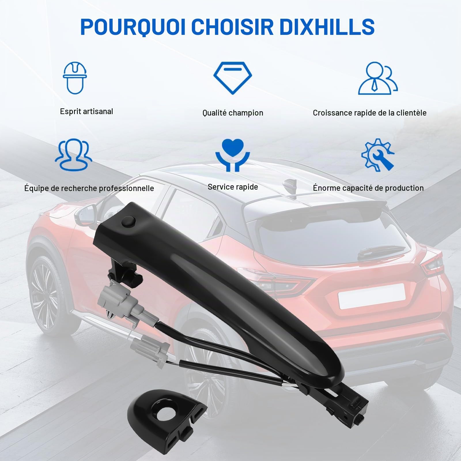 Poignée de porte avant droite côté conducteur - Poignée de porte extérieure noire de rechange pour Juke F15 2010-2019 - Numéro de pièce 80644-1FA5A 80644-3WC2A 80640-3WC2A