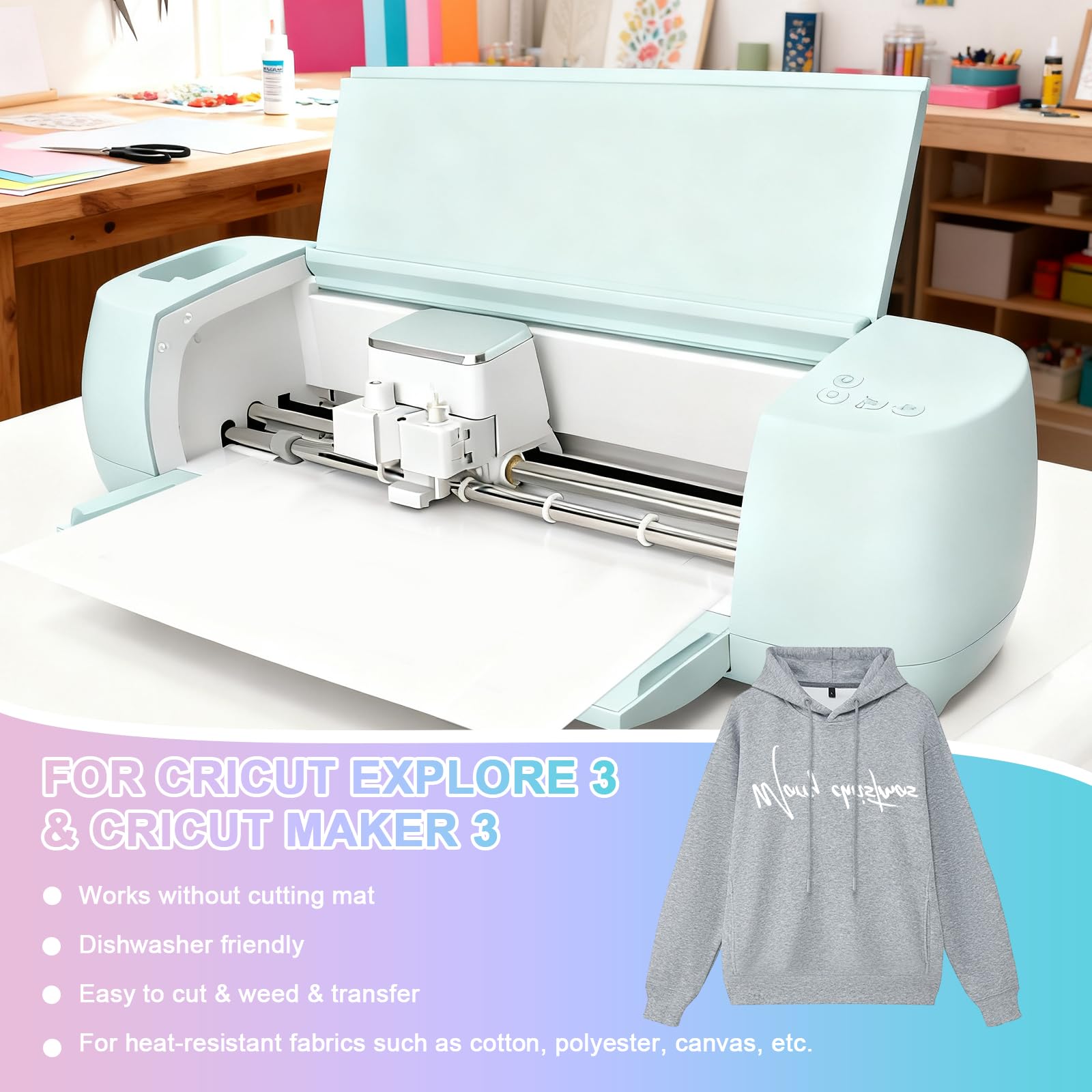 Bocguy 33pcs Smart iron on per Cri-cut Explore 3/Maker 3, 33cmx33cm Vinile Termoadesivo, Vinile Trasferimento Termico, Termovinile per Tessuti