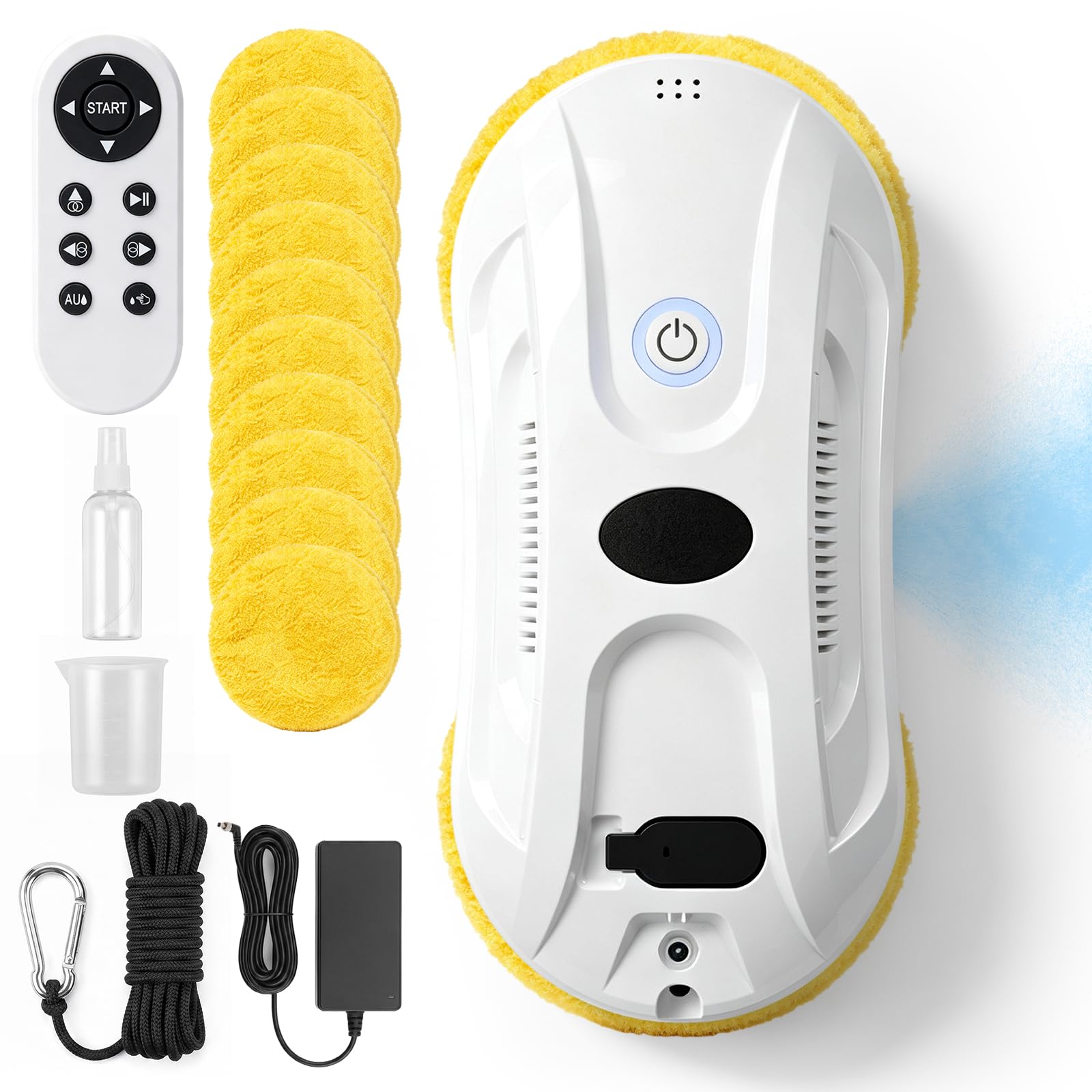 Robot limpiador de ventanas automático robot limpiador de ventanas | Potente succión y pulverizador de agua, limpiador inteligente de ventanas con navegación, reconocimiento de bordes para