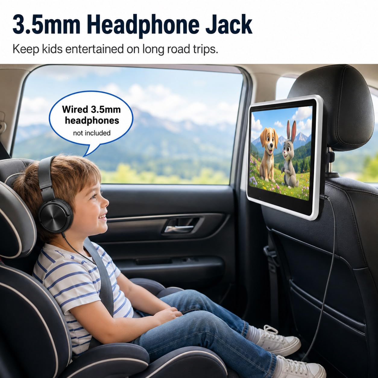 TV Portátil Coche 10.1" Monitor Reposacabezas Vídeo 4K 2PCS