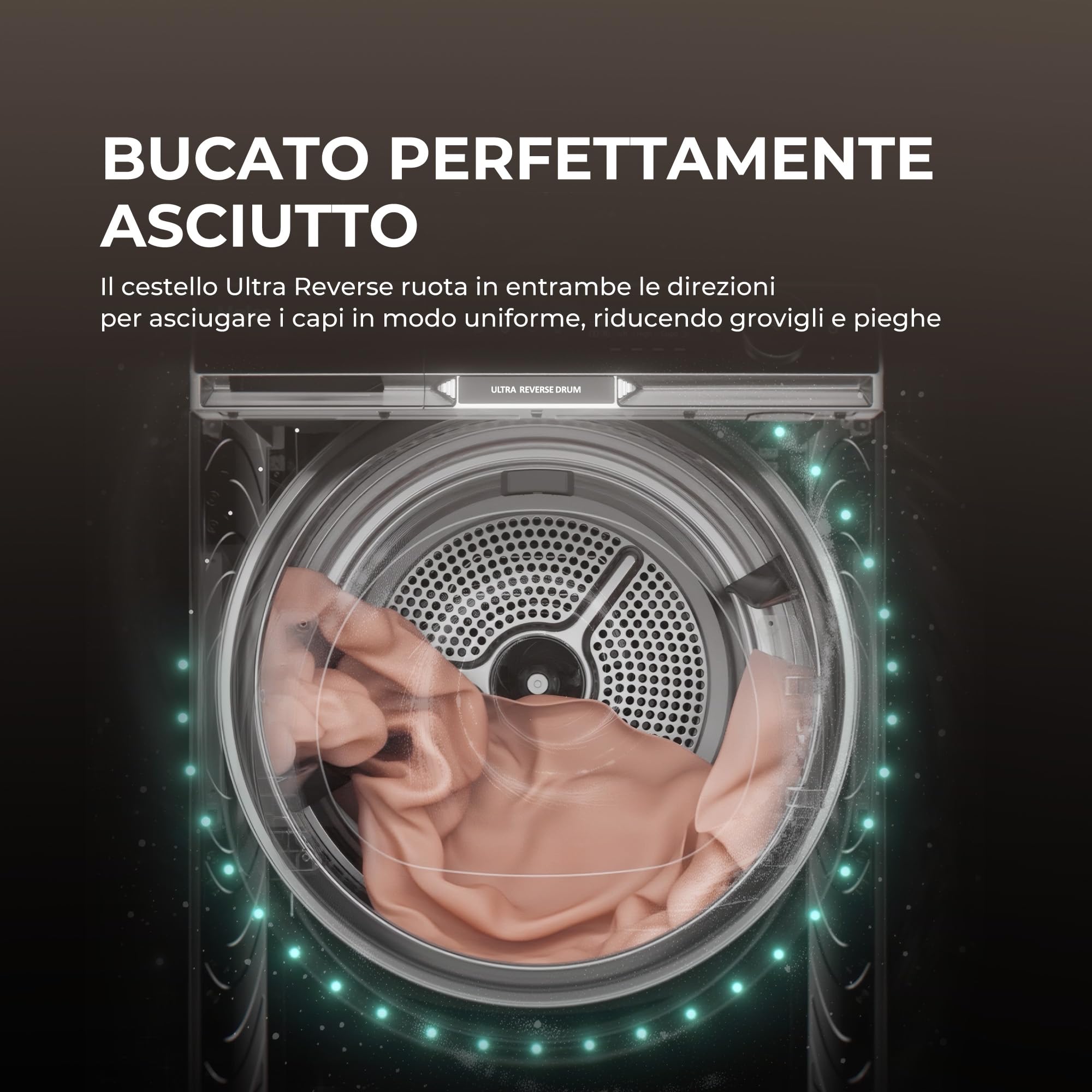 Haier X Serie 9 Asciugatrice 9 Kg a Pompa di Calore, Libera Installazione, Classe C, Ultra Sense 3D Tech, Ultra Reverse Drum, Wi-Fi e App hOn, Filtro 3in1, 84.5x59.5x68.4 cm, Bianca – HD90-CQ387U1-IT