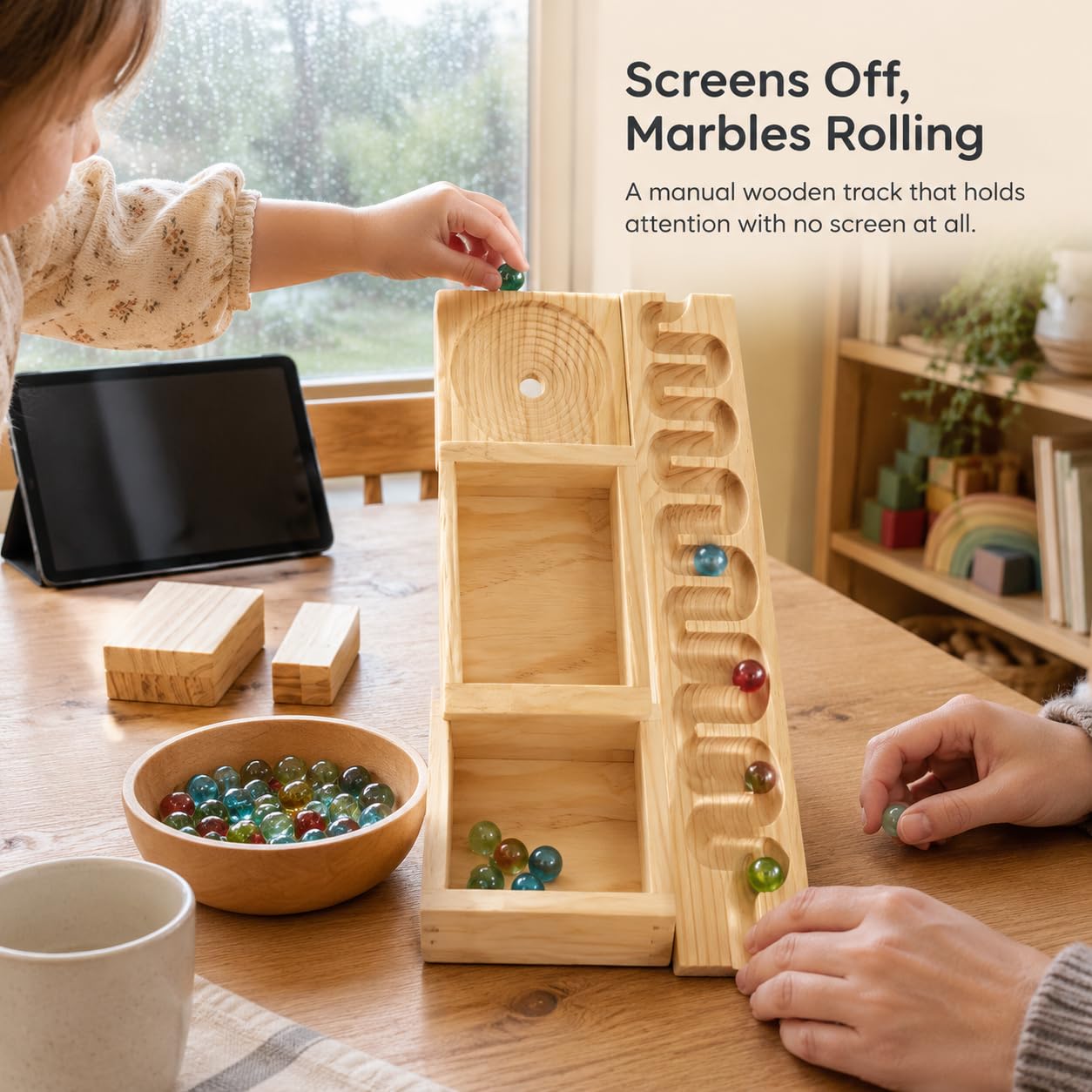 Pista per Biglie Legno, Gioco Educativo