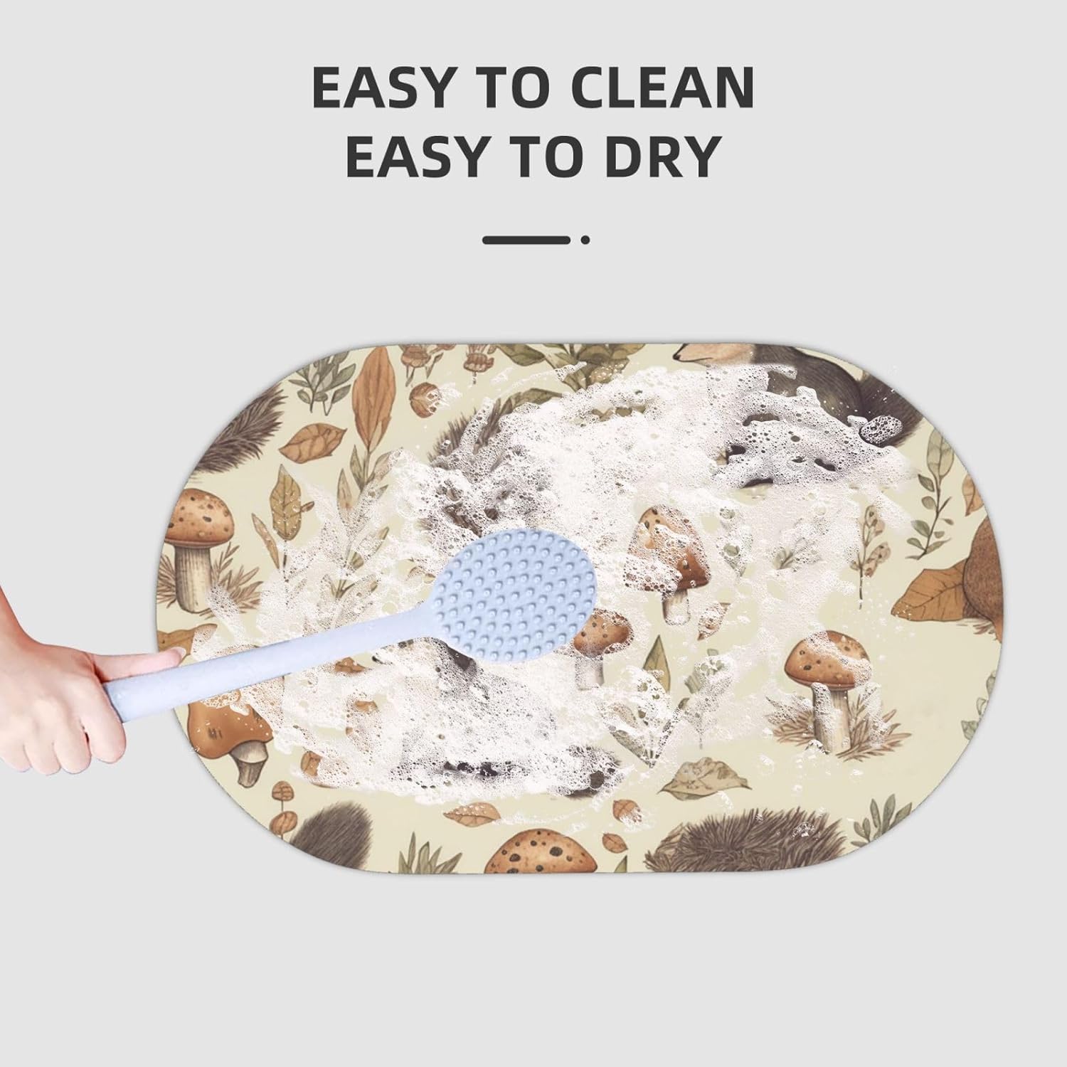 Stone Bath Mats Nature Lovely Hedgehog Squirrel Birds Diatomaceous Earth Bath Mat Super Absorbent Bathroom Floor Mat Quick Drying Diatomite Shower Mat for Shower Bathtub Bathroom Accessory 19.7x31.5in