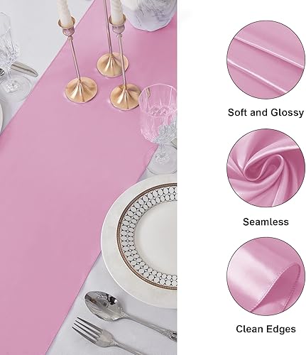 Miniatura 3 de Paquete de 12 caminos de mesa de seda satinada de 12 x 108 pulgadas para bodas, fiestas de cumpleaños, banquetes, decoración de graduaciones, ajuste