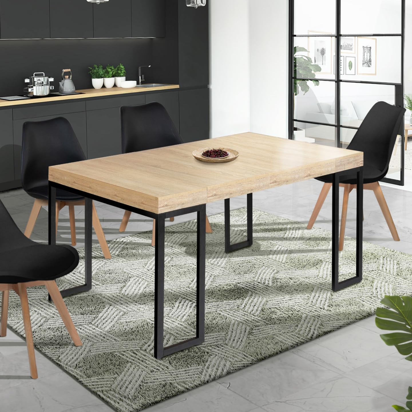 IDMarket - Mesa consola extensible Toronto para 6 personas, 140 cm, diseño industrial