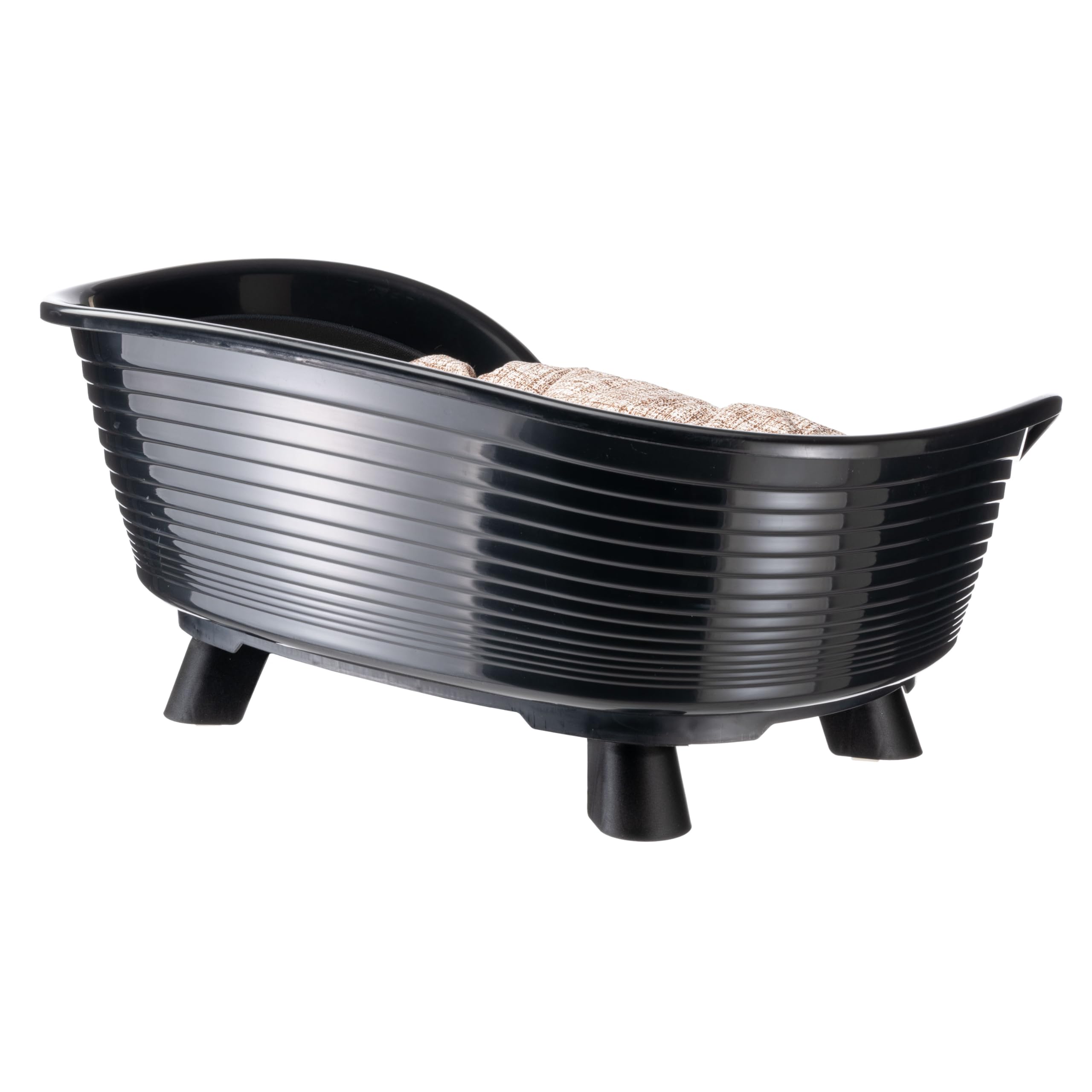 Ferplast Cuccia Cane e Gatto con Cuscino in Cotone, Cuccia Rialzata, Lettino per Cani Gatti da Interno, Traspirante e Antiscivolo, THRONE 61,5 x 45 x h 26 cm, Nero