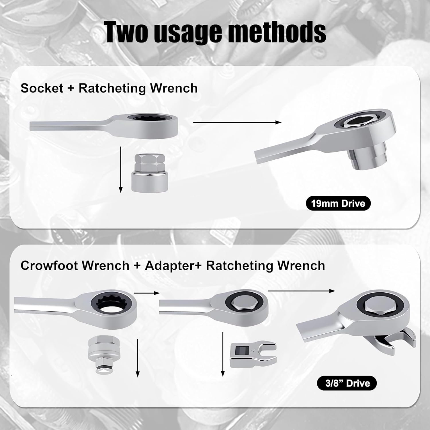 SGT Belt Tensioner Tool Kit,15-Piece Universal Serpentine Belt Tool Set with Ratcheting Wrench, Crowfoot Wrenches, Socket Adapters for Installing and Removing Pulleys and Belts