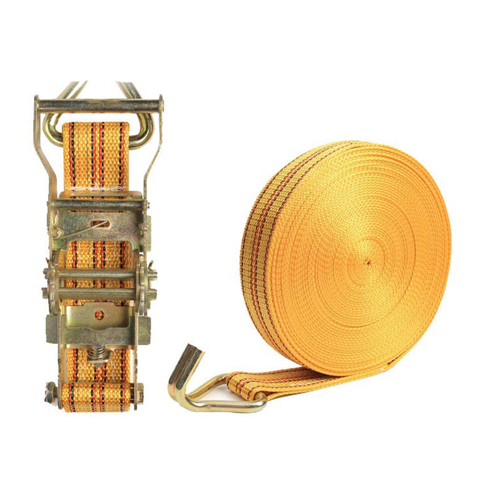Correa de Amarre para Trabajo Pesado, Correas de Amarre con Trinquete Fuerza de Rotura de 4400 lb, Correas de Seguridad con Asa y Gancho en J de Metal, para Camiones, Motos, Carga o Equipaje,4cm*10m