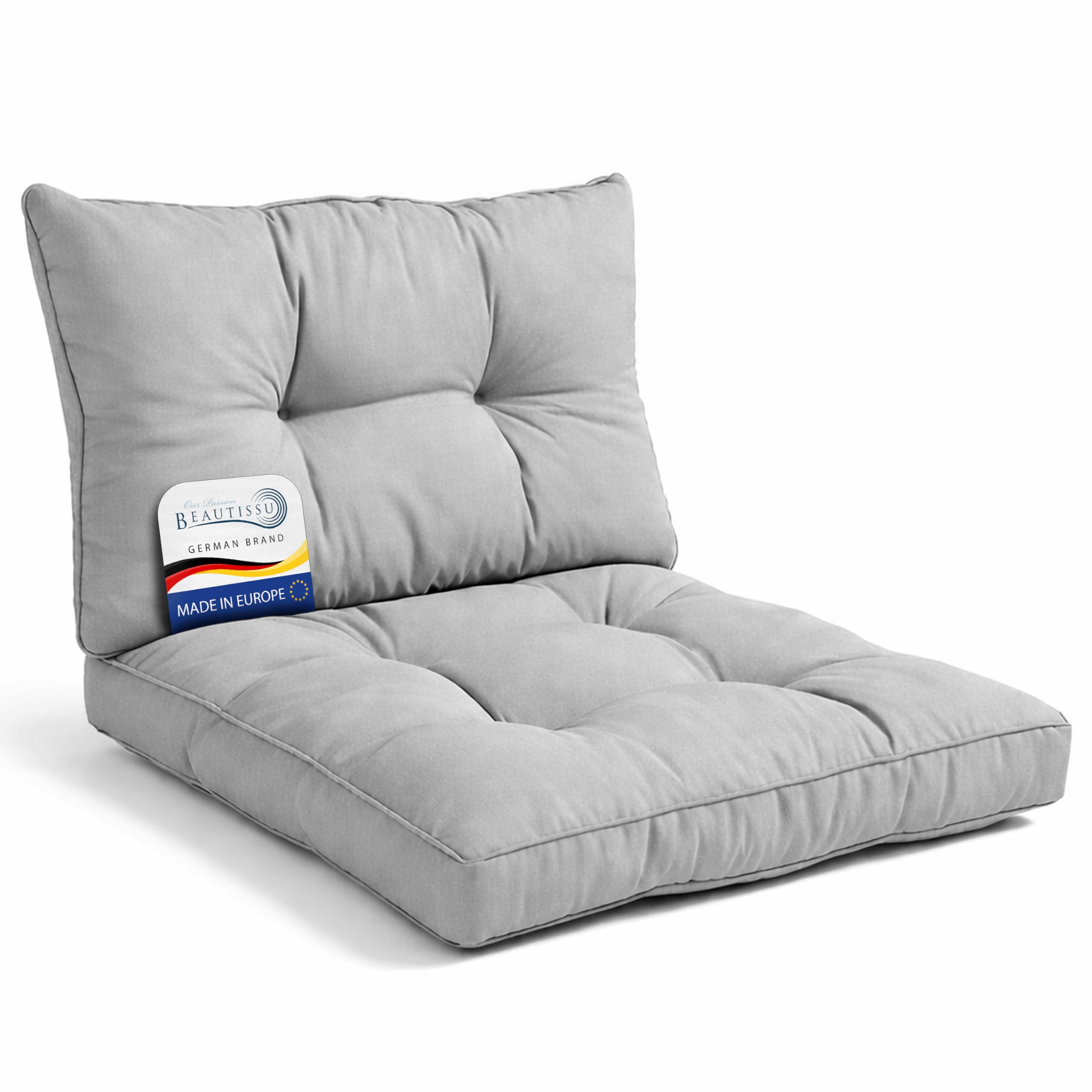 Beautissu Set of 2 Outdoor Garden Chair Cushions Seat & Back Pads Rattan