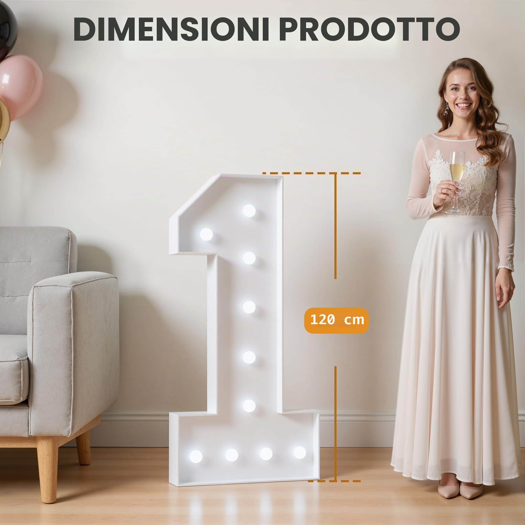 120cm Bianco Numeri Luminosi, 50 Anni Decorazioni, Numero 50 | Decorazioni Compleanno, Festa Nozze Anniversario, Numeri Luminosi Giganti Compleanno 42 Pcs Accessory Set