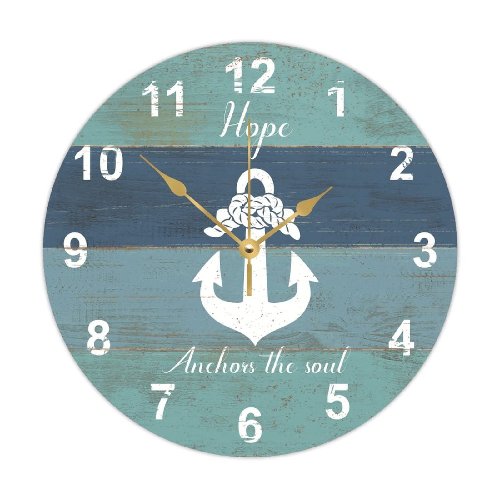 Horloge en bois de qualite superieure avec ancres de marine pour interieur chic