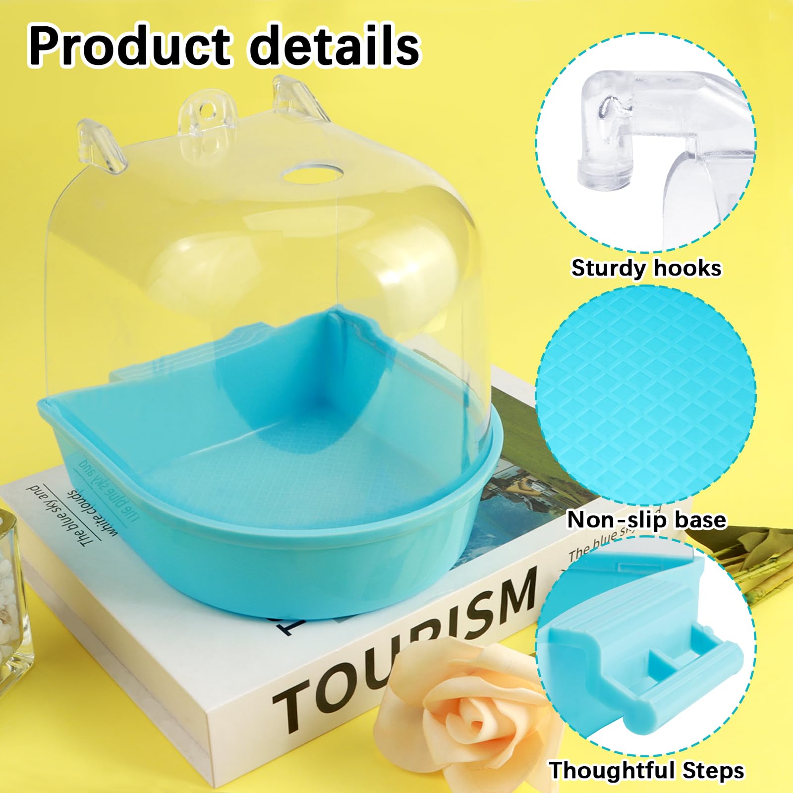 Baignoire pour Perroquet, Bain d'oiseaux, Cage en Plastique Suspendu, Accessoires multifonctionnels adaptés aux tourtereaux, pinsons, perruches