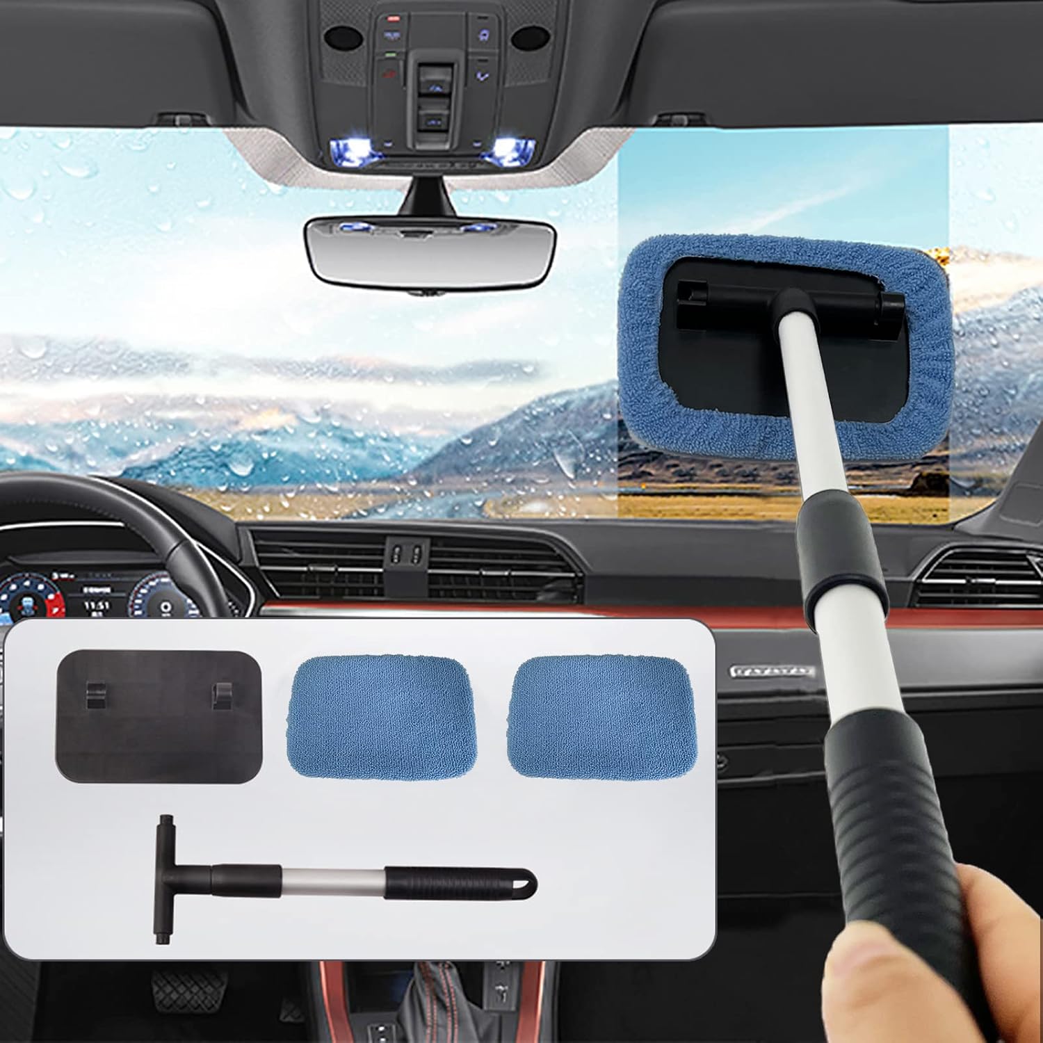 Smeyta Car Glass Cleaner Wiper,Car Windshield Cleaning Tool