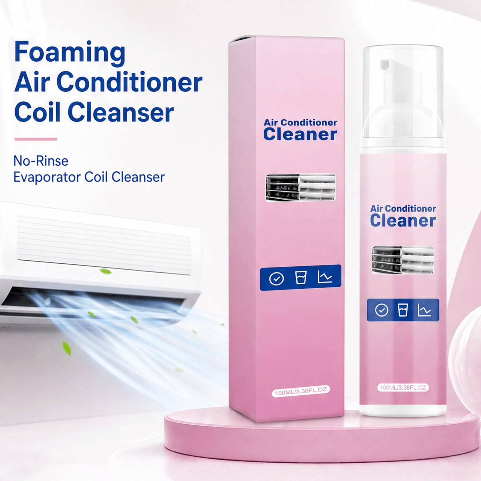 Schäumender Klimaanlagen-Spulenreiniger Schaum & No-Rinse Verdampfer Spulenreiniger - A i r Conditioner Deodorizer, Multifunktionales Schaumerneuerungsspray für kanallose Klimaanlagen, (5 stücke)
