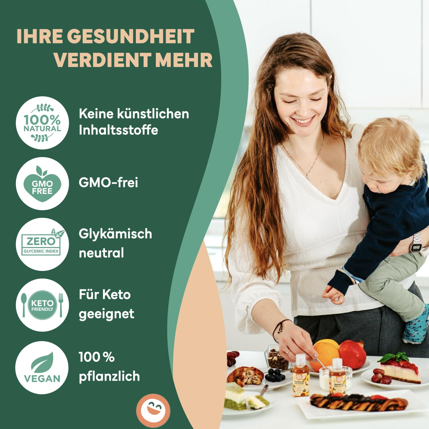 Mönchsfrucht Tropfen 75ml Süßstoff, 250 Portionen, 15x Süßer als Zucker - Monk Fruit Ohne Erythrit & Stevia - Flüssiger Zuckerersatz Natürliche Süße, Kalorienarm, Keto, Vegan | Happy Monkfruit®