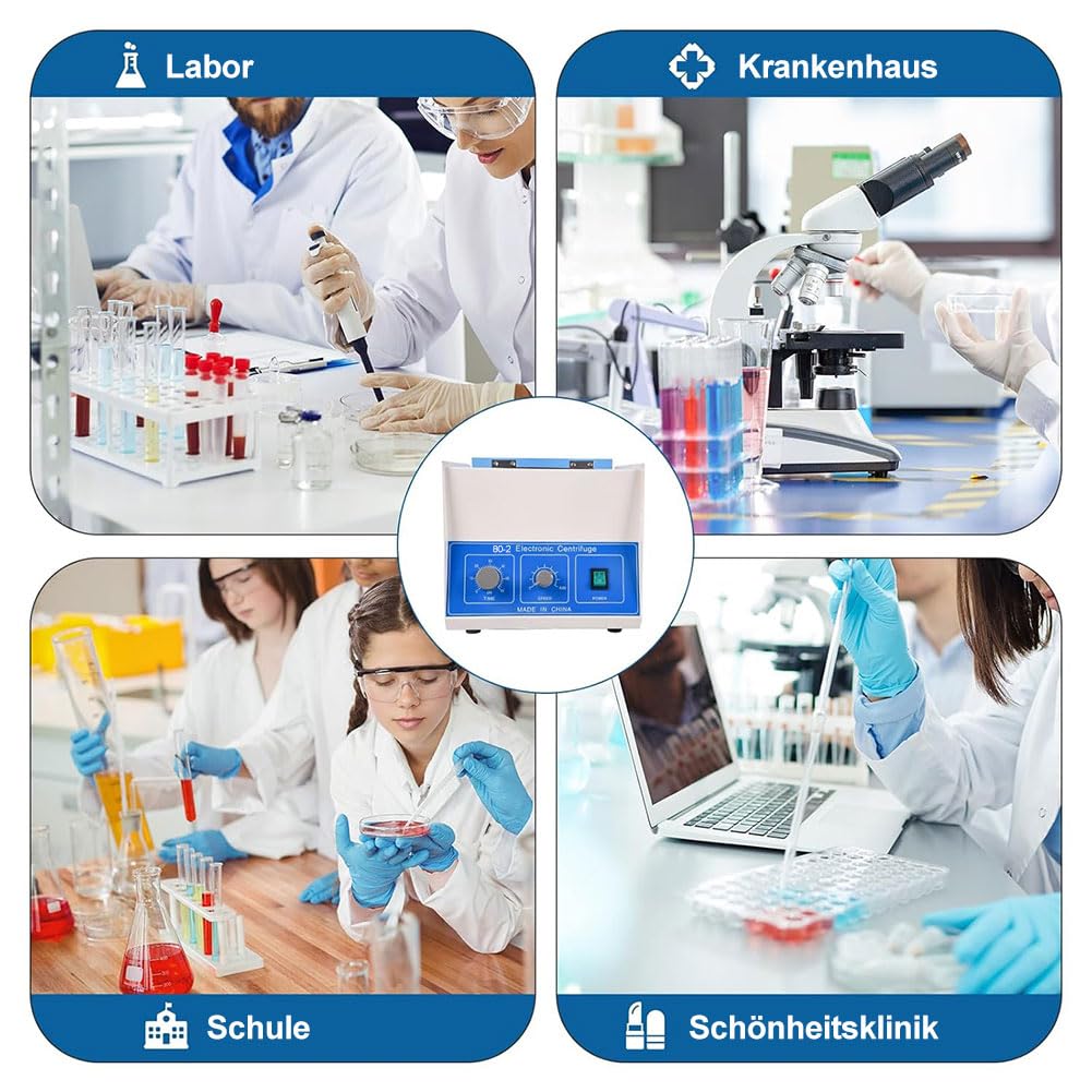 Centrifugadora eléctrica de laboratorio con temporizador y control de velocidad, 4000 rpm, capacidad 20 ml x 12 tubos para laboratorio, consultorio médico