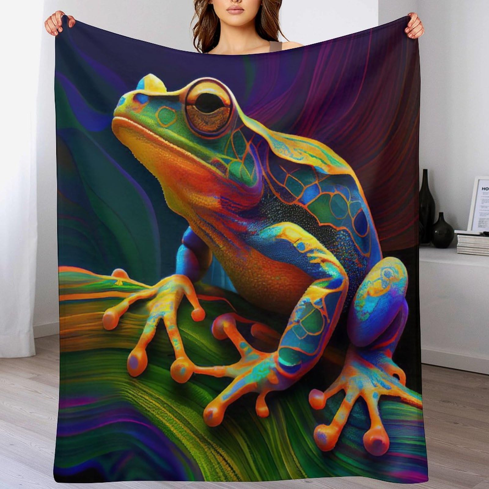 Couverture grenouille 3D en polaire pour des soirées canapé cocooning
