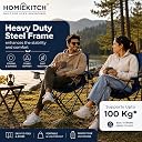 HomieKitch Camping Chair Foldable | Portable Folding Chair for Outdoor, Travel, Picnic & Fishing | Lightweight Camping Chair with Armrest & Carry Bag for Home, Balcony, Garden (Navy Blue) gallery image