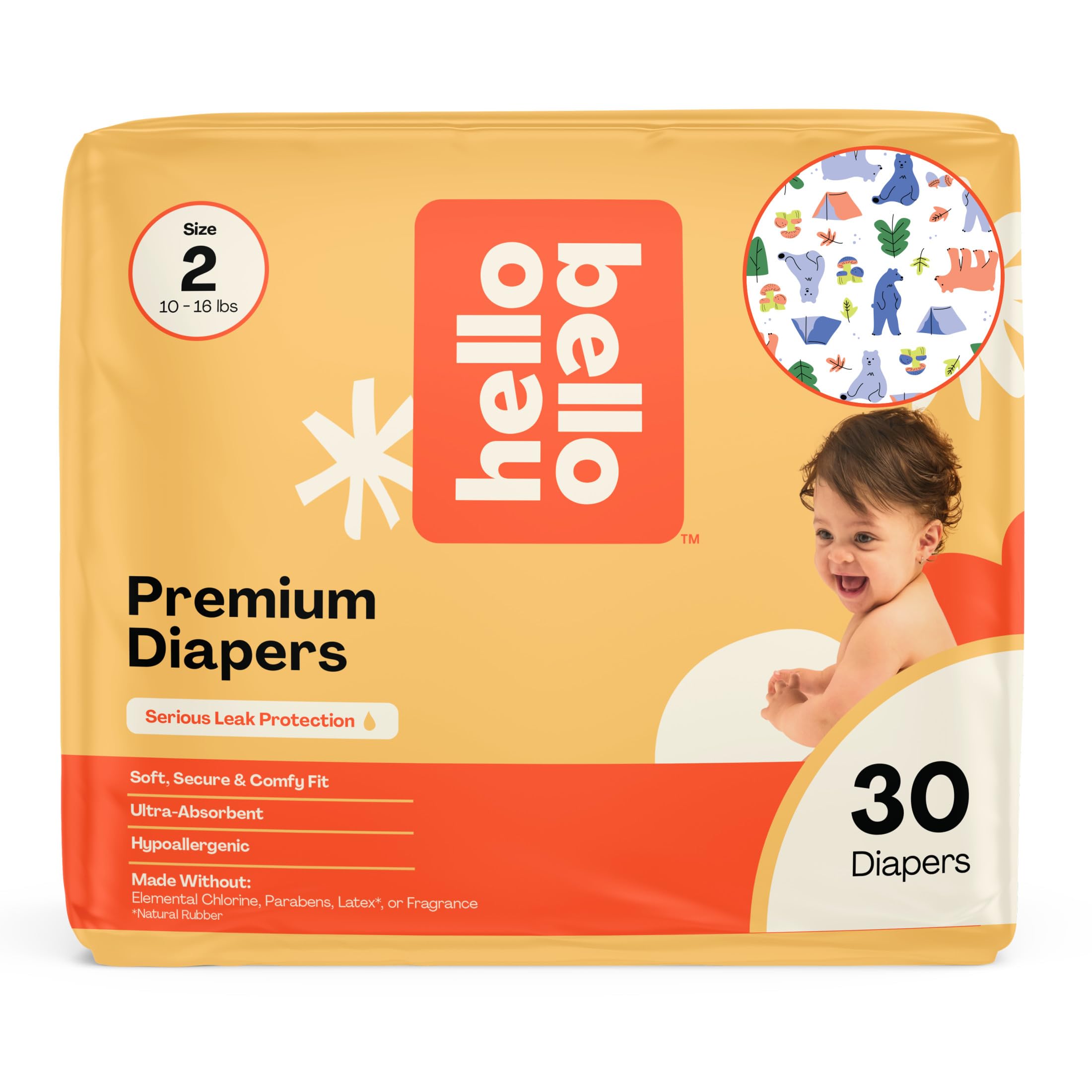 Hello Bello Diapers, Premium Leak Protection (Happy Campers) Size 2, 30ct