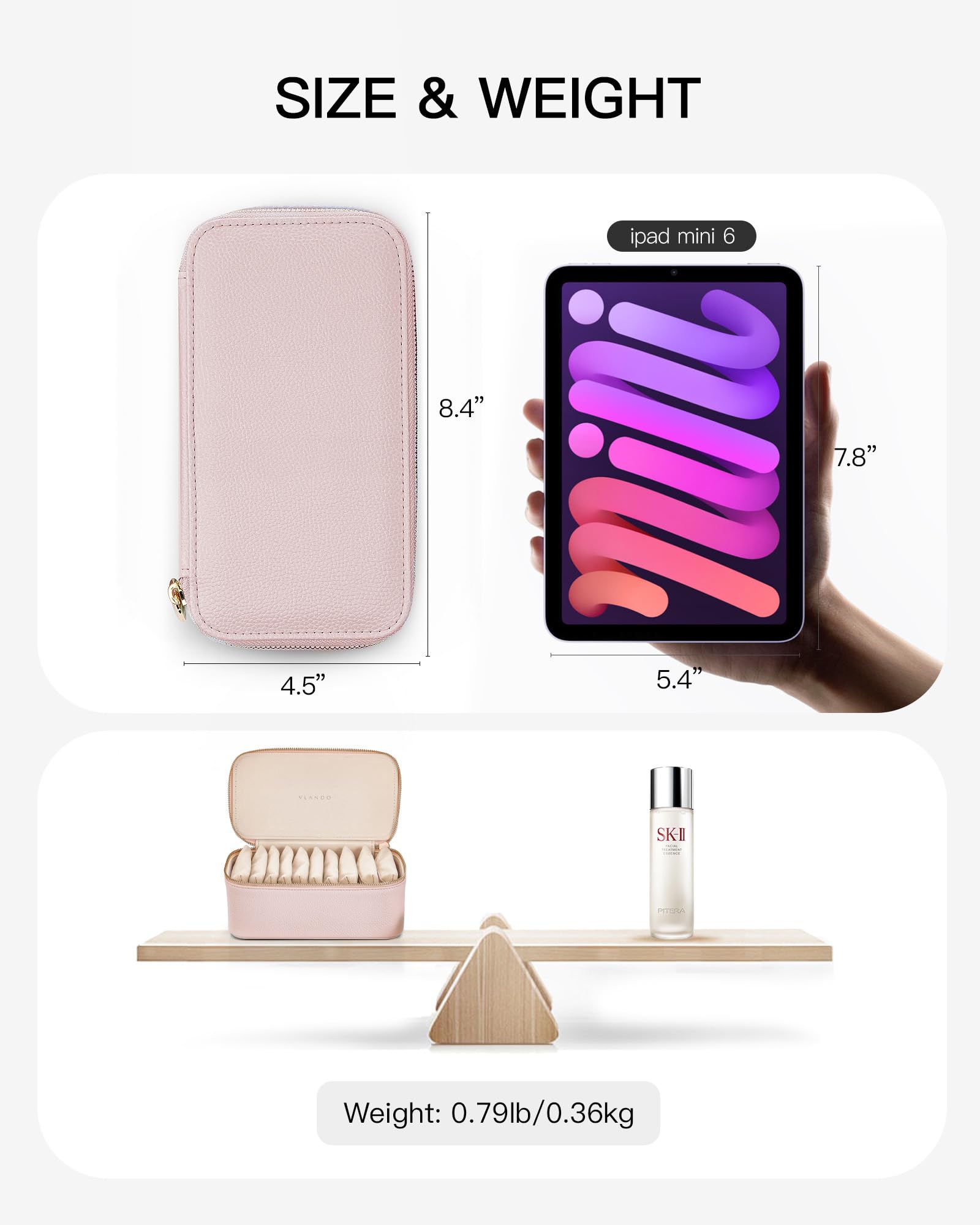 Vlando Regalos para profesores para mujeres, joyero con 12 bolsas de joyería de terciopelo, estuche de joyería de viaje para niñas, organizador de joyas para viajeros, ideas de regalo de cumpleaños