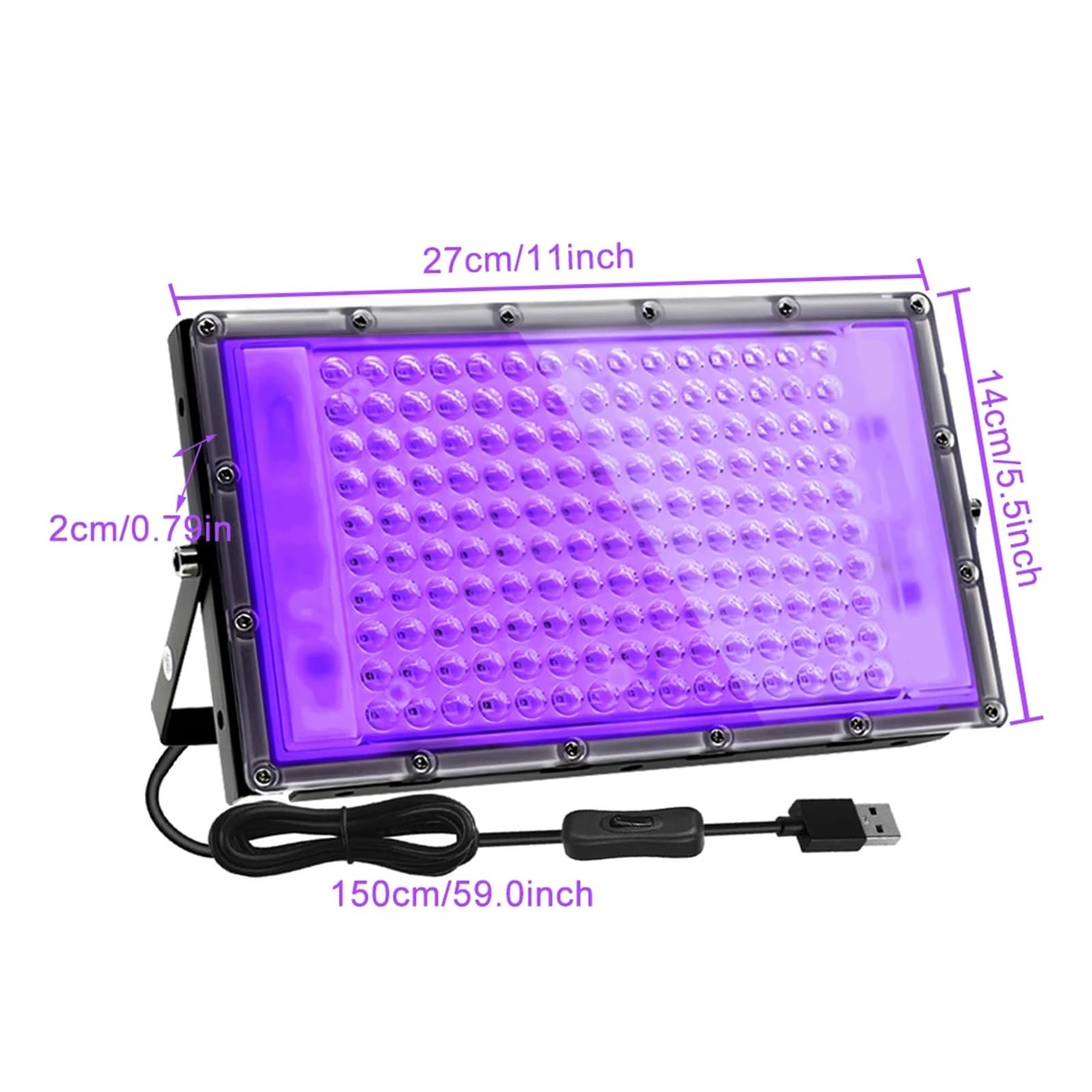 Lampa UV do żywicy 144 diody LED do utwardzania światłem UV w druku 3D, żywic światłoczułych, obudowa samodzielnego, wejście 5 V, przewód zasilający USB 1, m(144 LEDs-2Pack)