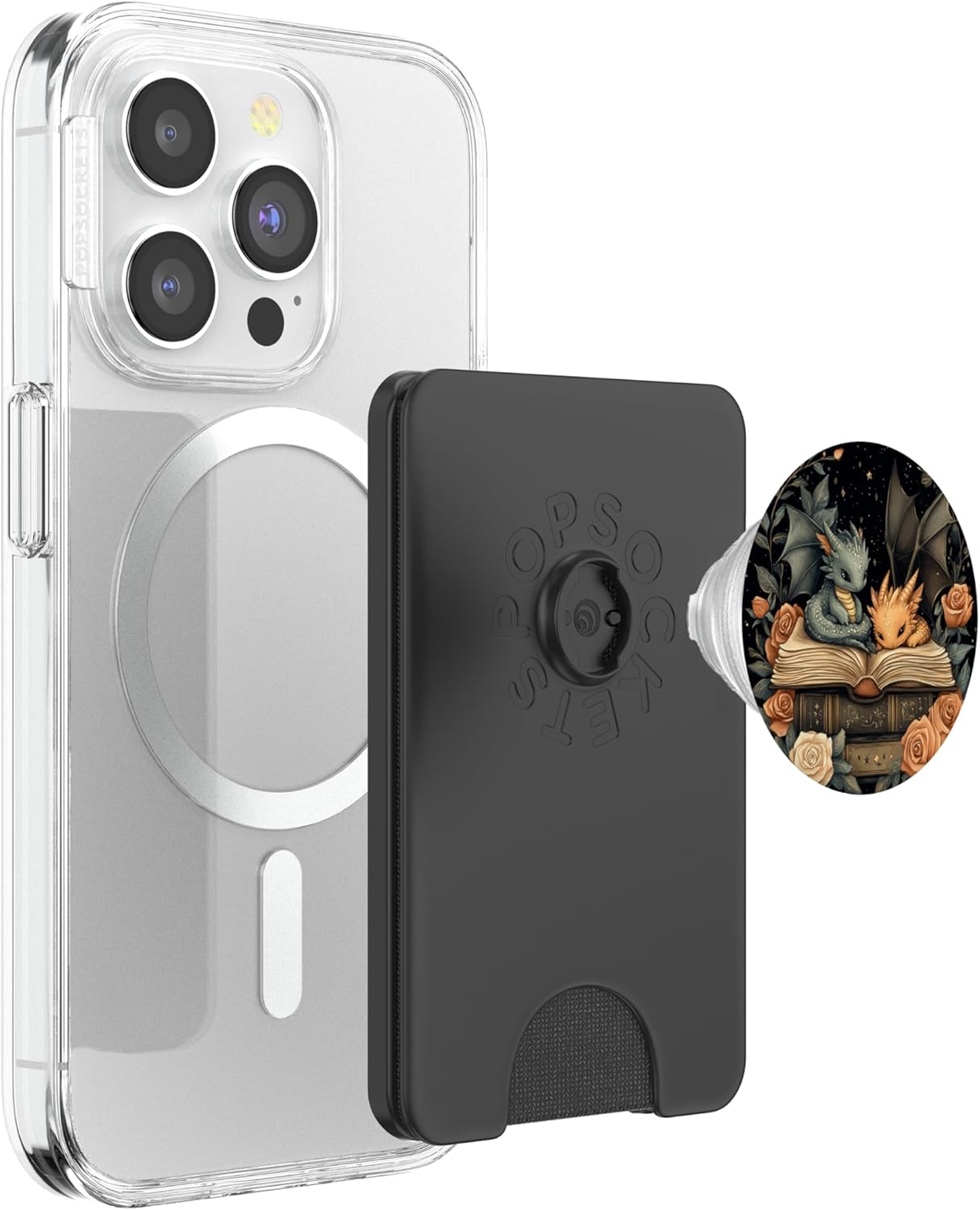 Book Dragon Head Mythical Creature Flame Wyvern Fantasy PopSockets PopWallet for MagSafe