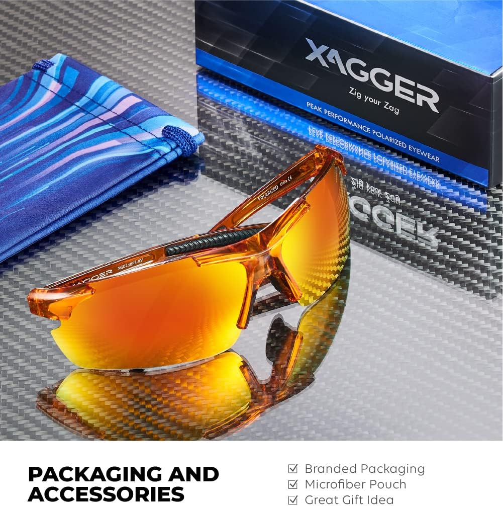 Xagger Polarized Sports Sunglasses for Men Women Wrap Around UV400 Running Baseball Softball Cycling Driving Glasses - Image 5