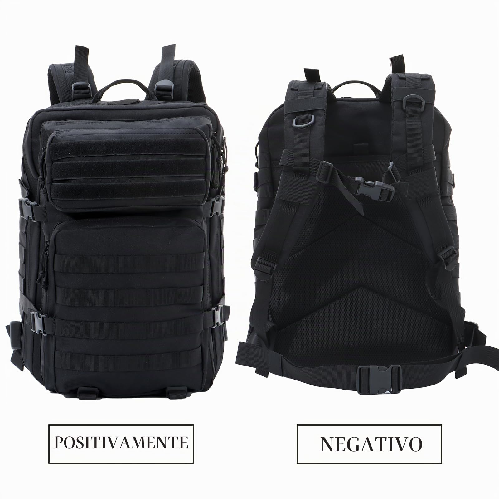 BWBIKE 40L Zaini Tattici Militari Zaino da Escursionismo all'aperto Impermeabile Camo Daypack Durable Molle Army 3 Giorni Assault Pack Spazioso Zaino da Trekking,Nero