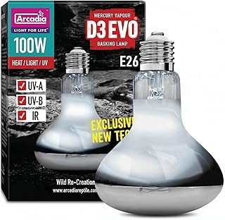 Arcadia D3 EVO UVB Basking Lamp 100W – Mercury Vapor Rept...
