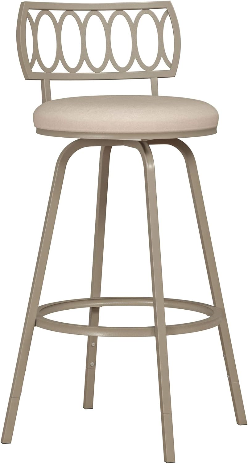 Hillsdale Canal Street Geometric Circle Back Metal Adjustable Stool with Nested Legs, Champagne Gold